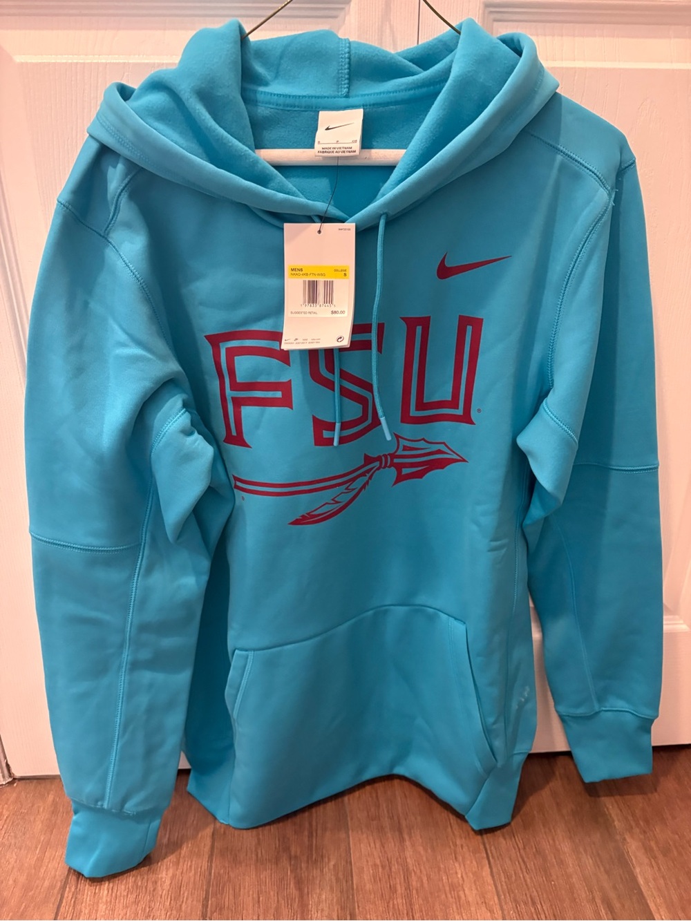 Nike Men’s FSU Crewneck Hoodie in Turquoise with Maroon Logo
